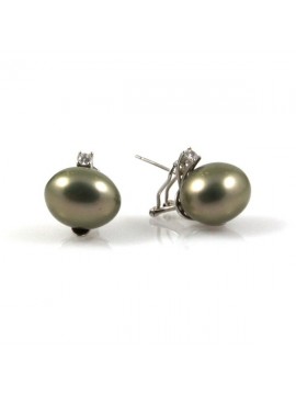 Orecchini donna in argento con perle grigie clip