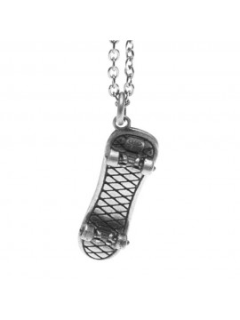 Collana con skateboard ciondolo in argento invecchiato cln0192