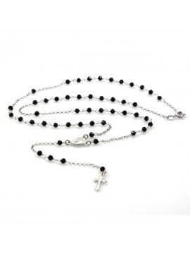 Collana rosario in argento postine nere