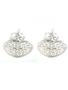 orecchini a forma di cuore in bronzo argentato