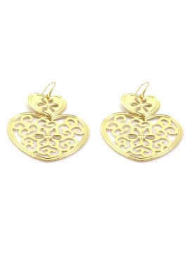 orecchini a forma di cuore in bronzo dorato