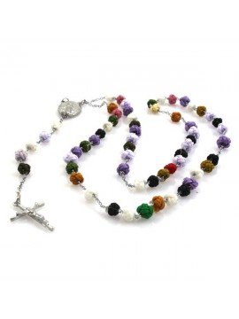 Collana rosario postine colorate