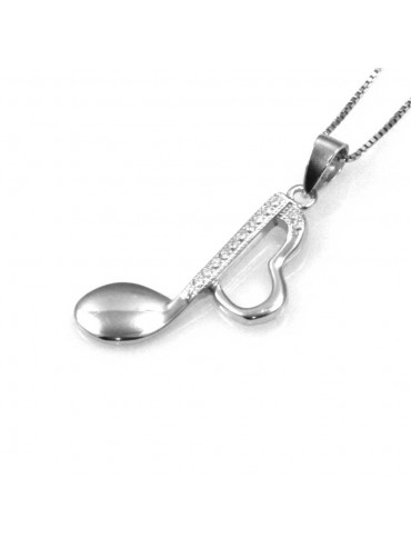 collana con nota musicale pentagramma ciondolo pendente in argento 925