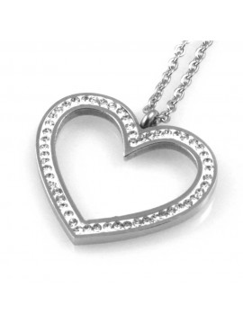 collana donna con cuore ciondolo gioiello in acciaio con strass catena fino a cm 50 mm 30 mm 22