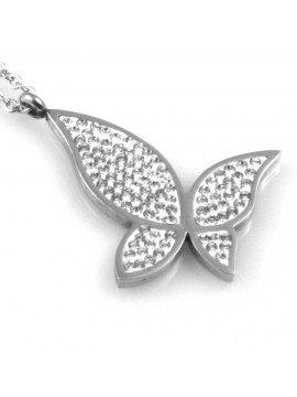collana donna con farfalla ciondolo gioiello in acciaio con strass catena fino a cm 50 mm 33 mm 29