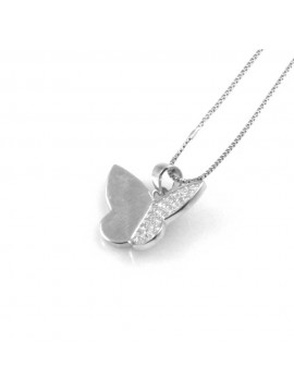 collana donna con farfalla ciondolo gioiello in argento 925 zirconi catena cm 42 mm 14 mm 13