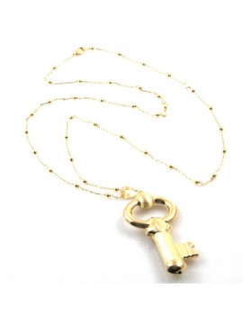 collana donna con chiave ciondolo gioiello in bronzo dorato catena cm 80 cm 7 mm 35