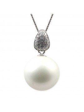 Ciondolo perla e zirconi cuoricino collana in argento 925