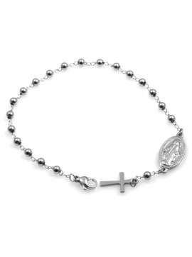 bracciale donna in acciaio rosario