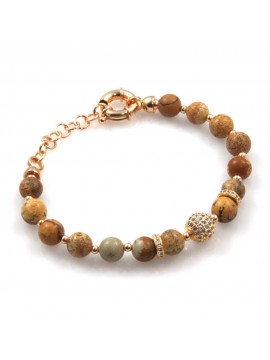 bracciale donna in bronzo dorato paesina e sfera di strass bcc2659