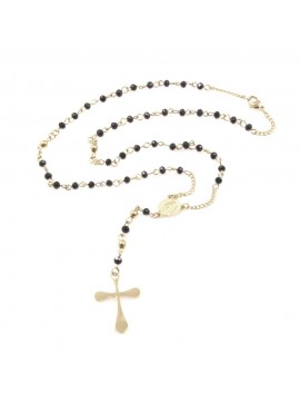 Collana rosario in acciaio dorato uomo donna cll0575