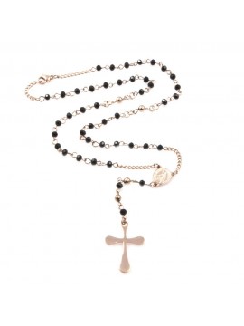 Collana rosario in acciaio ramato uomo donna cll0576