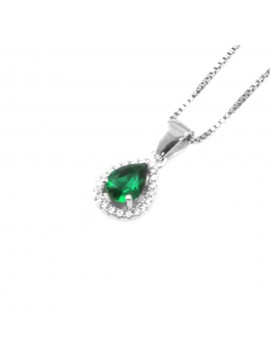 Collana punto luce donna a goccia colore smeraldo in argento 925 cll0642