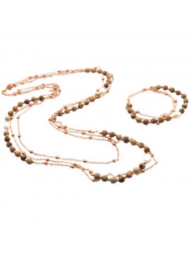 Parure donna collana e bracciale in bronzo pietre perle e cristalli par0012