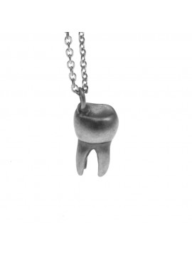 Collana con dente molare ciondolo in argento invecchiato cln0217