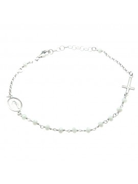 bracciale rosario argento postine bianche bcc1377
