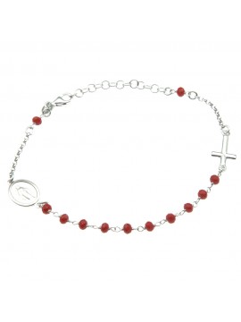 bracciale rosario argento postine rosse bcc1398