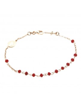 bracciale rosario in argento ramato postine rosse - bcc1176
