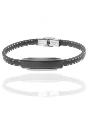 bracciale uomo pelle piastra acciaio bcc2934