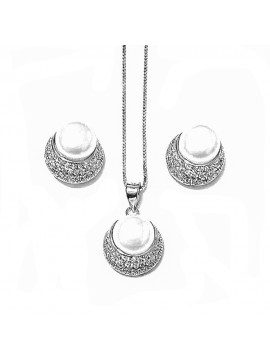 parure perle collana orecchini argento 925 zirconi cll2013