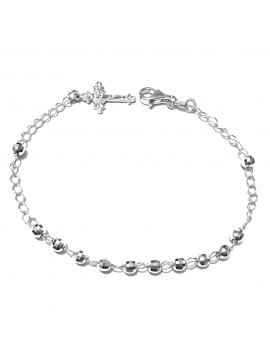 bracciale rosario in argento 925 postine diamantate