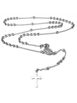 collana rosario in argento 925 postine diamantate