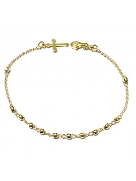 bracciale rosario in argento 925 postine diamantate dorato