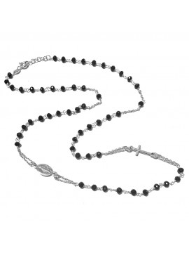 collana rosario in argento postine nere - cll1012
