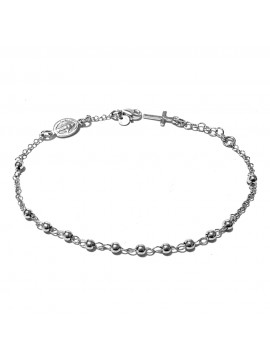 bracciale rosario in argento 925 postine diamantate - bcc1546