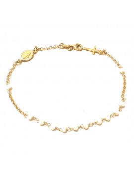 bracciale rosario in argento dorato postine bianche - bcc1172