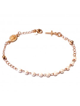 bracciale rosario in argento donna ramato perle - bcc2660