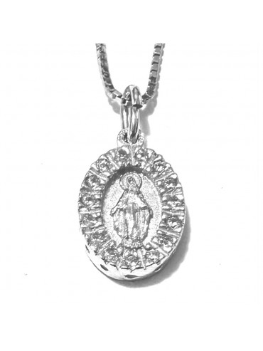 collana con medaglia miracolosa in argento 925 e strass - cll1216