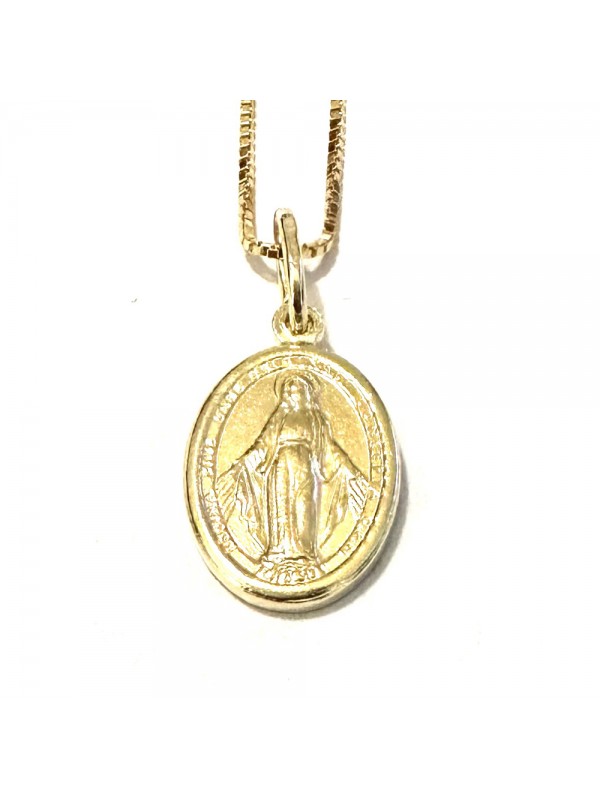 collana con medaglia miracolosa in argento 925 dorata - cll1218