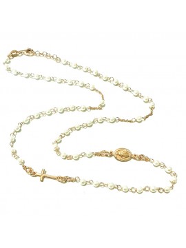 collana rosario perle donna dorata argento 925 cll2144