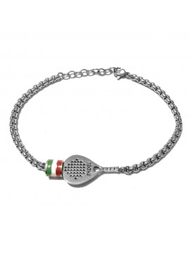 bracciale padel in acciaio inox con bandiera italiana bcc3055