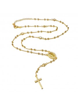 rosario collana donna in argento 925 dorata con zirconi cll2179